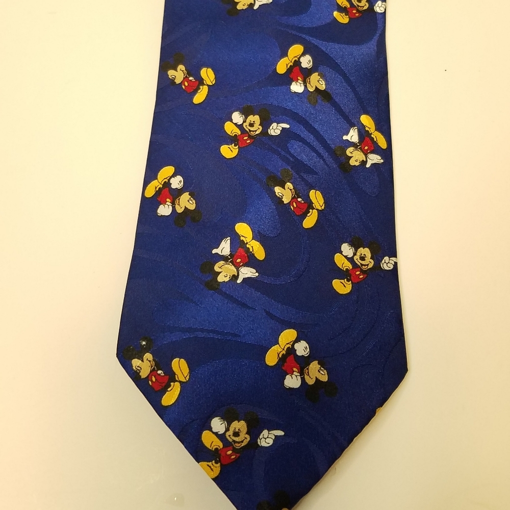 Blue Mickey Mouse Dance Moves Darren Hand Made Silk Neck tie